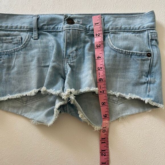 Abercrombie & Fitch Distressed Denim Shorts Light Wash 00 / 24 Women’s Cutoff Je - Picture 6 of 8